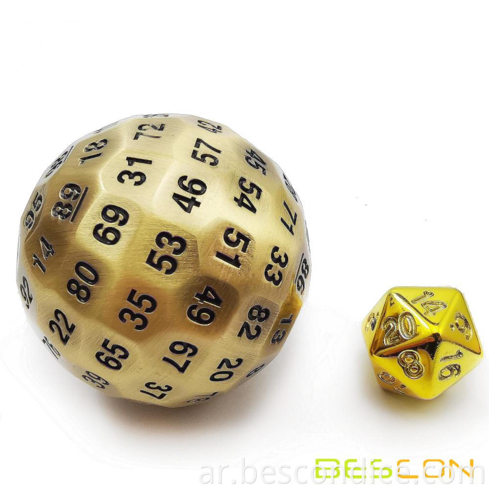 Solid Metal 100 Sided Polyhedral Dice 5